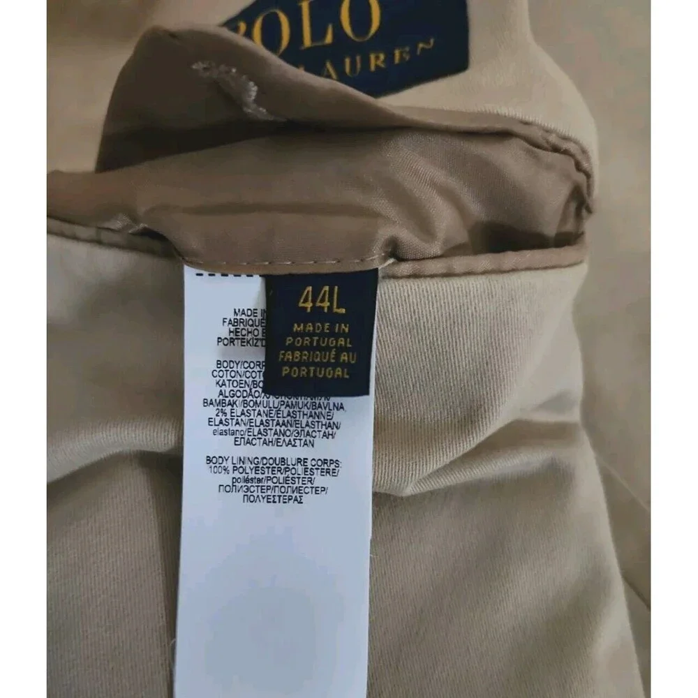 Polo Ralph Lauren Preppy Career Blazer Men's Size 44L Beige Chino Cotton Stretch